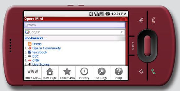 Slik ser Opera Mini ut på en Android-basert mobil.