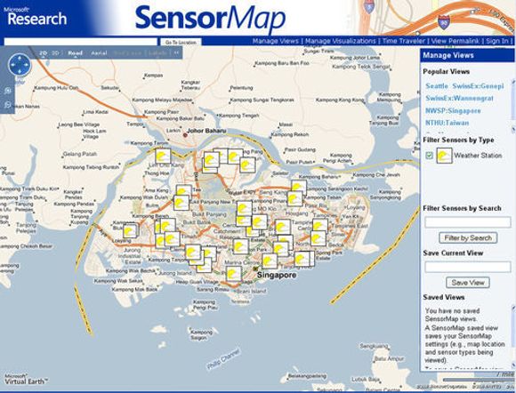 SensorMap - værstasjoner i Singapore
