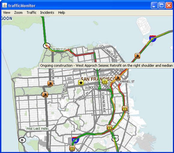 Mobile Milleniums Java-baserte TrafficMonitor med trafikkinformasjon fra San Francisco