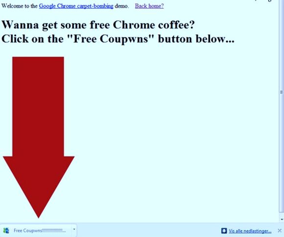 Brukerne av Chrome kan lett bli narret til å klikke på knappen for den siste nedlastingen. Er det en Java-fil (JAR), kan denne kjørt automatisk.