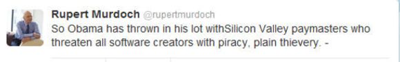 Faksimile fra Murdochs twitter-feed.