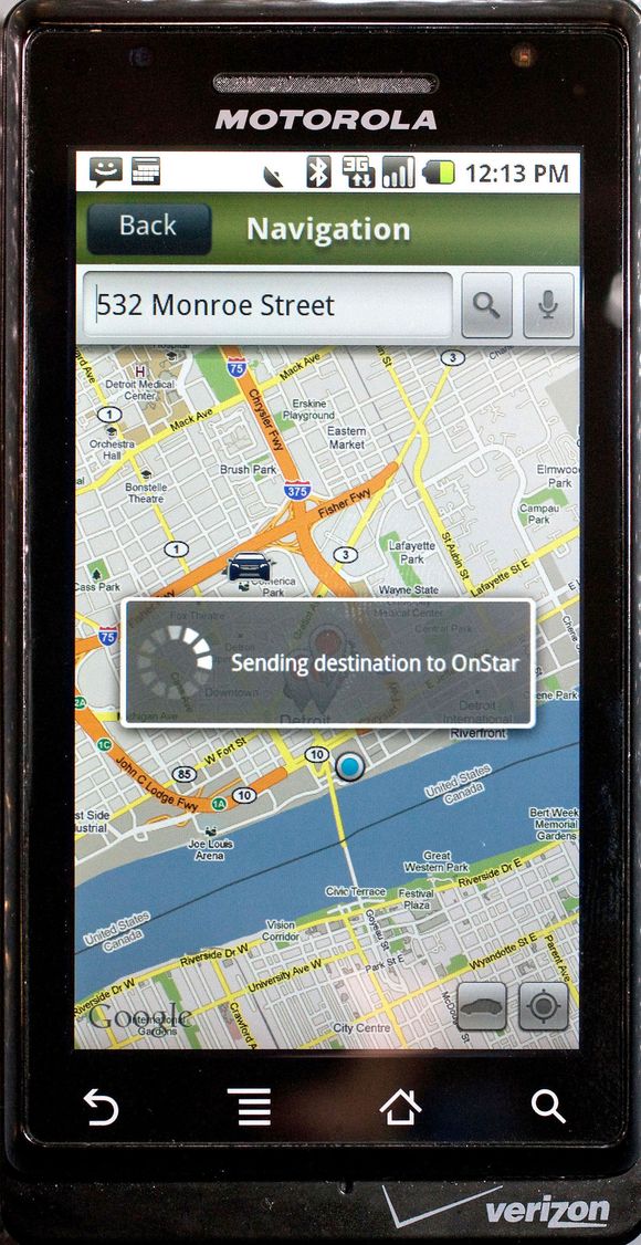 OnStar Mobile sender destinasjon på kartet til OnStar-systemet i bilen. <i>Bilde: John F. Martin for OnStar</i>