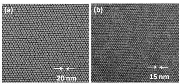 Elektronmikroskopbilder av magnetiske bit med tetthet på 1,9 terabit per kvadrattomme (til venstre) og 3,3 terabit per kvadrattomme (til høyre). <i>Bilde: Materials Research and Engineering</i>