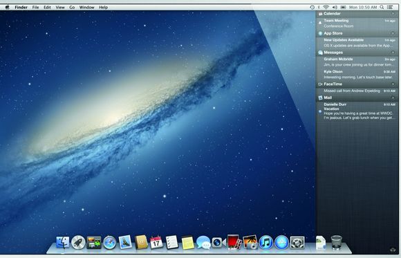 OS X Mountain Lion og det nye varslingssentralen, Notification Center. <i>Bilde: Apple</i>