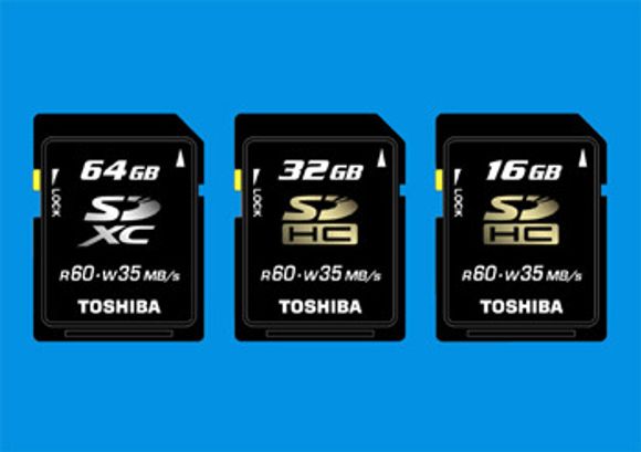 Det kommende SDXC- og SDHC-kortene fra Toshiba.