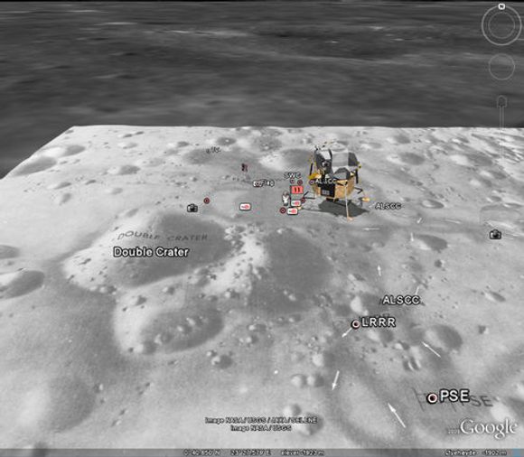 Månelandingsfartøyet &quot;Eagle&quot; ved &quot;Tranquility Base&quot; på Månen.