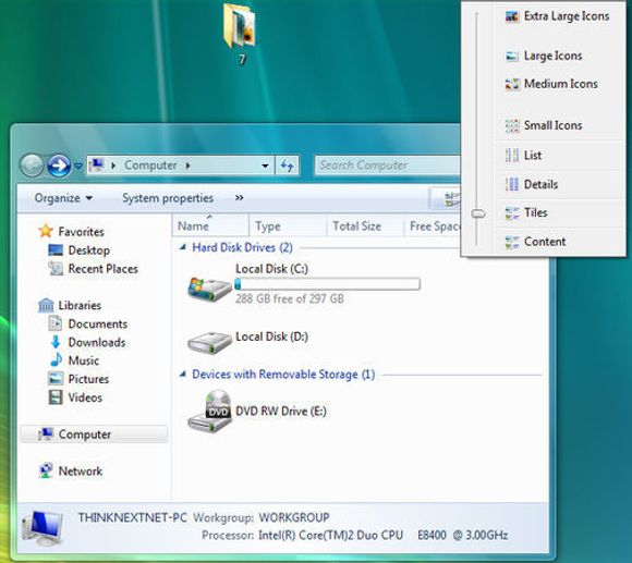 Windows Explorer i Windows 7 M3