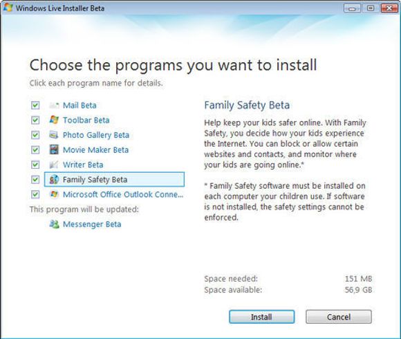 Felles installasjonsverktøy for de nye Windows Live betautgavene.