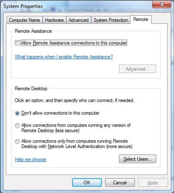 Aktivering av Remote Desktop-støtten i Windows 7. <i>Bilde: digi.no</i>