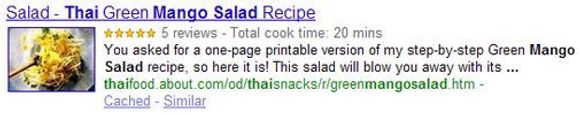 Utvidet søkeresultat når man søker etter «mango salad» i Googles søketjeneste. <i>Bilde: Google</i>