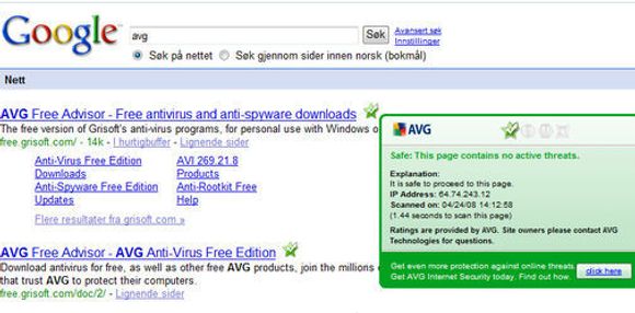 AVG Linkscanner på Google