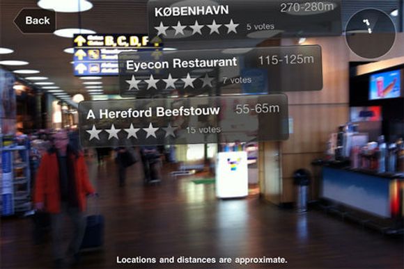 Utvidet virkelighet i iPhone-applikasjonen til Københavns Lufthavn. <i>Bilde: Københavns Lufthavn</i>