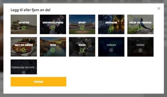 Man kan selv tilpasse innhold. <i>Bilde: Skjermbilde</i>
