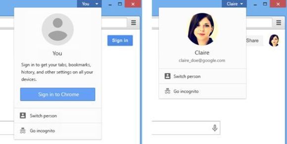 Fra «You»-menyen i Chrome 38 kan man blant annet velge mellom flere brukere av Chrome. <i>Bilde: Google</i>