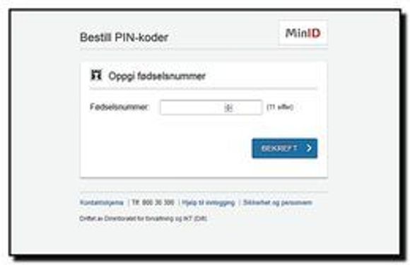 PIN-KODER: Statens egen Min ID krever kun fødselsnummer for å sende ut nye pin-koder som gir tilgang til en rekke offentlige tjenester.