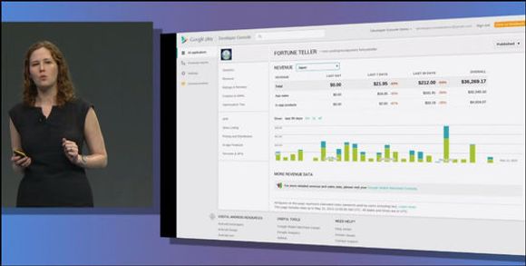 Googles Ellie Powers viste fram kommende nyheter i Google Play Developer Console. <i>Bilde: Google YouTube-video</i>