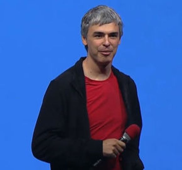 Larry Page avsluttet hovedtalen med å svare på spørsmål fra en rekke av konferansedeltakerne. <i>Bilde: Google YouTube-video</i>