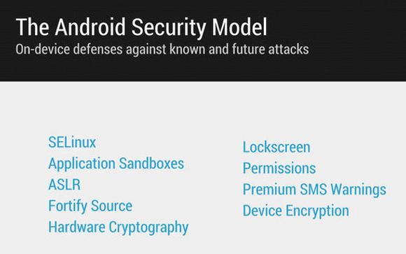 Oversikt over de viktigste teknologiene i sikkerhetsmodelle til Android. <i>Bilde: Adrian Ludwig</i>