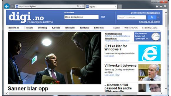 Det aller meste av nyheter i Internet Explorer 11 er knyttet til visningen av innholdet. <i>Bilde: digi.no</i>