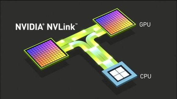 NVLink skal kunne overføre data mellom CPU-er og GPU-er opptil fem ganger raskere enn det som er mulig med PCI Express. <i>Bilde: Nvidia</i>
