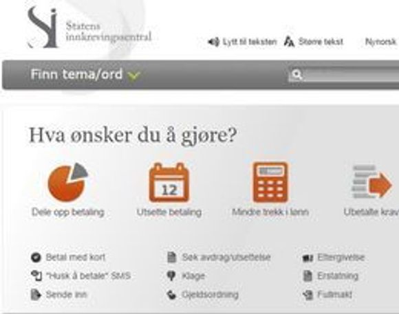 POPULÆR: Hjemmesidene til Statens innkrevingssentral er populære, tross tjenestene de tilbyr - men bare til et visst nivå.