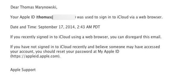 Apple sender også ut en epost hvis man logger seg inn fra en ny nettleser. <i>Bilde: Skjermbilde</i>