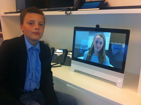 Barna til Nils-Ove Gamlem var hjertens enige om at dette er mye bedre enn Skype... <i>Bilde: Privat</i>