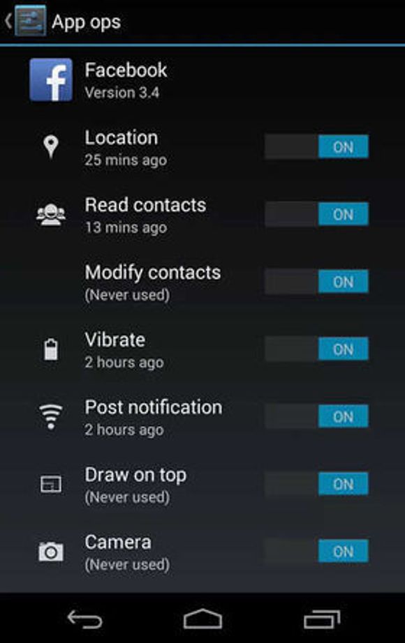 App Ops gir Android 4.3-brukere tilgang til å aktivere eller deaktivere applikasjoners tilgang til funksjonalitet som tilbys av operativsystemet. <i>Bilde: Appaholics</i>
