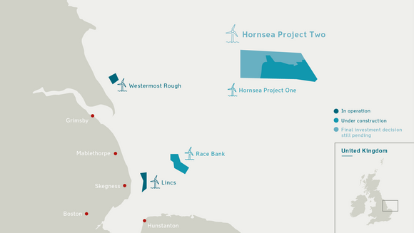 Hornsea-prosjektene i Nordsjøen. <i>Foto: Dong Energy</i>