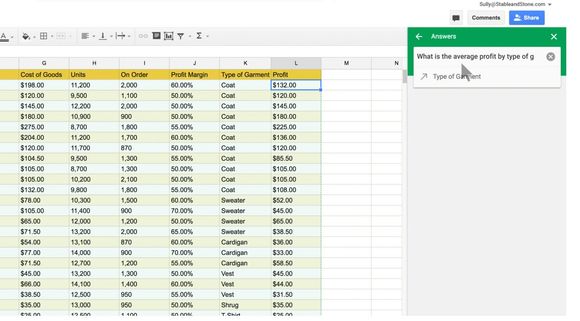 Bruk naturlig språk i Sheets for å hente innsikt fra tallene. <i>Foto: Google</i>