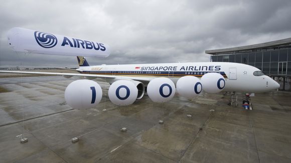 Singarpore Airlines mottok dette A350-flyet som samtidig var Airbus-fly nummer ti tusen. Neste år er flyselskapet lanseringskunde på A350ULR. <i>Foto:  GOUSSE Herve - MasterFilms</i>