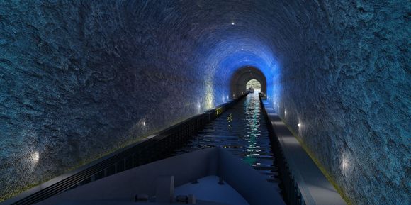 Den 1,7 kilometer lange tunnelen skal etter planen være 49 meter høy og 36 meter bred. <i>Foto: Snøhetta/ Kystverket</i>