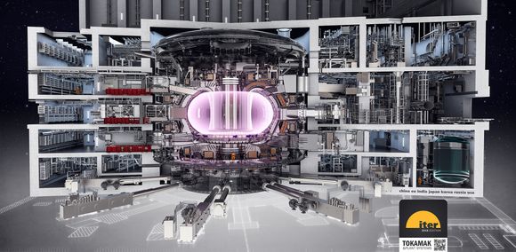 Tokamak: ITER i Frankrike vil blir verdens største Tokamak med en plasmaradius på 6,2 meter og et plasmavolum på 840 kubikkmeter. Her vil plasmaet oppnå en varme på mellom 150 og 300 millioner grader. <i>Foto: ITER</i>
