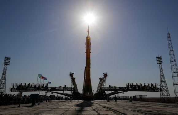 Raketten skytes opp fra Bajkonur kosmodrom i Kasakhstan, verdens største rakettoppskytingsbase. <i>Foto:  Dmitri Lovetsky, NTB Scanpix</i>