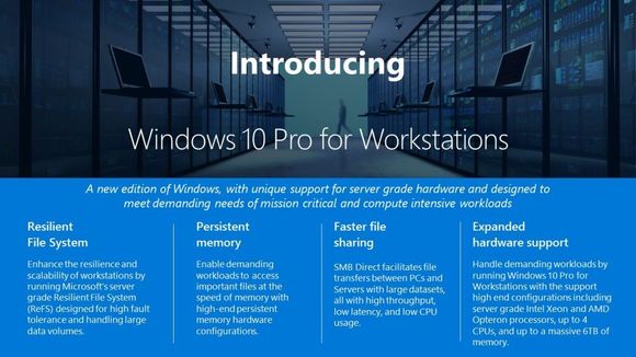 De viktigste nye egenskapene til Windows 10 Pro for Workstations <i>Foto:  Microsoft</i>