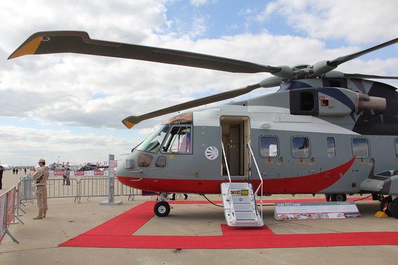 AW101 VVIP ble vist fram på MAKS 2013 i Moskva, da planen fortsatt var at India skulle kjøpe 12 eksemplarer. <i>Bilde:  Leonardo Helicopters</i>