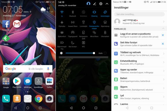 Telefonen benytter Android 8.0 Oreo med Huaweis egne tilpasninger (EMUI) på toppen.