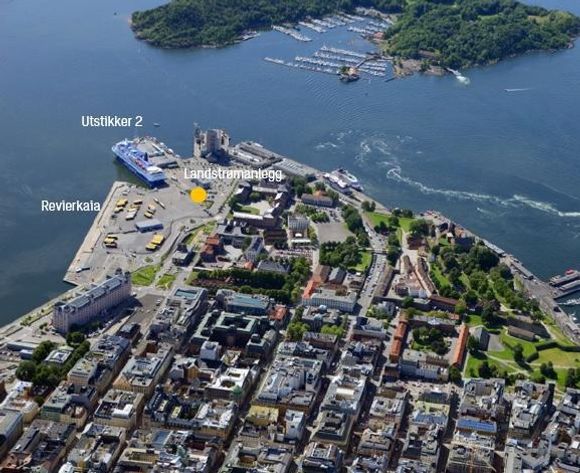 Flyfoto av Vippetangen med Utstikker 2 og Revierkaia. <i>Foto:  Oslo Havn</i>