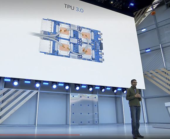 Sundar Pichai fortalte om TPU 3.0 under Google I/O 2018. <i>Foto: Google</i>