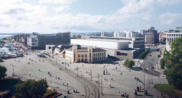 Nasjonalmuseet for kunst, arkitektur og design skal åpne for publikum i 2020. <i>Foto:  MIR/ Statsbygg/ Kleihues + Schuwerk</i>