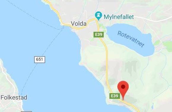 Rotsethorntunnelen er 4020 meter lang og ligger på E39 sør for Volda. <i>Foto:  Google Maps</i>