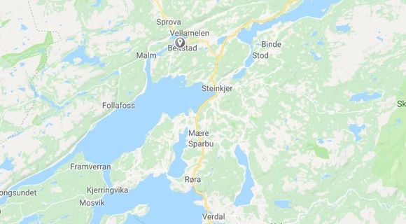 Beitstadsundbrua blir liggende på fylkesvei 17 nord for Steinkjer. <i>Illustrasjon:  Google Maps</i>