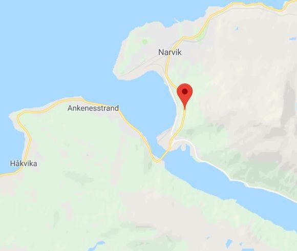 Fagernestunnelen ligger langs E6 rett sør for Narvik. <i>Illustrasjon:  Google Maps</i>
