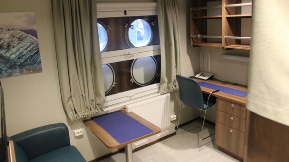 Slik bor forskerne om bord. Alle forskerne har tomanns kabiner. <i>Foto:  Adrian Broch Jensen</i>