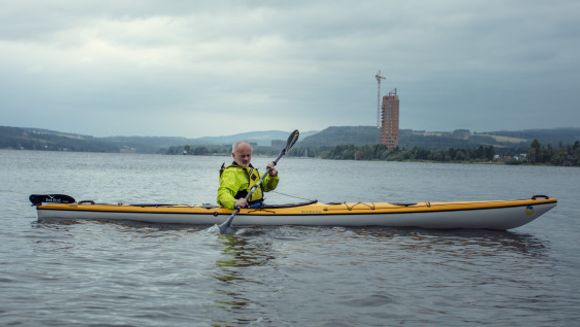 Godt synlig: Mjøstårnet blir et blikkfang fra store deler av Mjøsa. <i>Foto:  Anti Hamar</i>