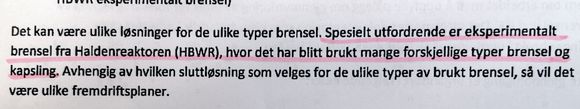 Utdrag av brevet fra IFE til Statens Strålevern.