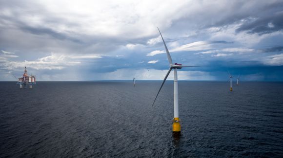 Equinor vil bygge gigantisk flytende vindpark – tror på stort marked innen 2030. <i>Illustrasjon:  Equinor</i>