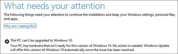 Feilmeldingen som kan bli vist under installasjonen av Windows 10 May 2019 Update dersom eksterne lagringsenheter er tilkoblet PC-en. <i>Skjermbilde:  Microsoft</i>