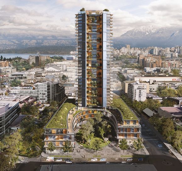 Canada Earth Tower er tegnet av Perkins+Will Architects. <i>Illustrasjon:  Perkins + Will / Delta Land Development</i>