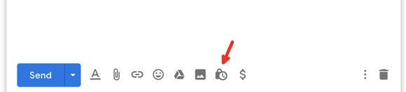I webklienten fpr Gmail velges konfidensiell modus fra verktøylinjen i vinduet for ny epost. <i>Skjermbilde: Google</i>